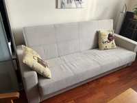 rozkładana sofa kolor szary/bez taupe, plamoodporny material BDB stan