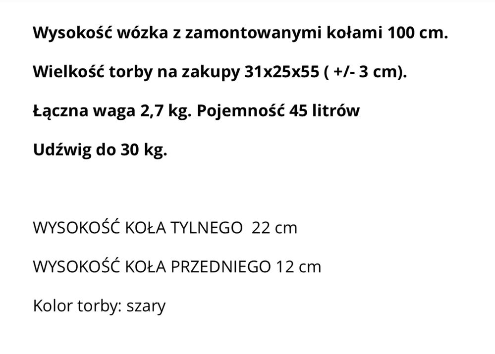 Wózek na zakupy pchany do przodu na duźych kołach  COLOMBO