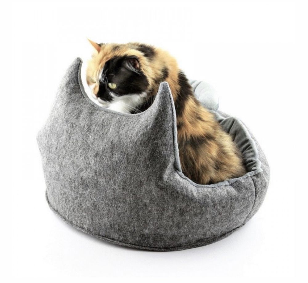 Спальное место для кота с подушкой "Корзинка" серое