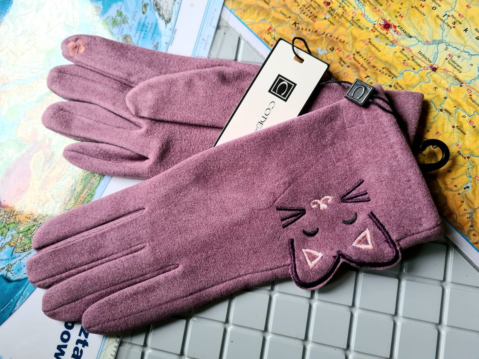 Code damskie rękawiczki zimowe ocieplane nowe modne