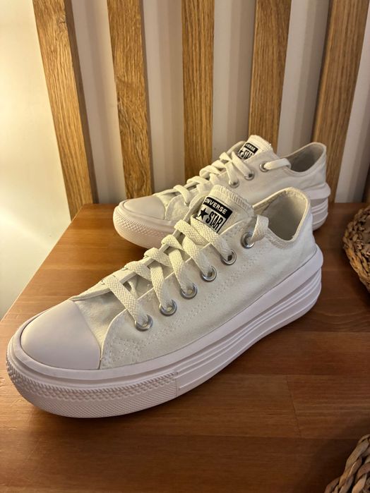 Białe wygodne Converse 38 24,5 cm na platformie