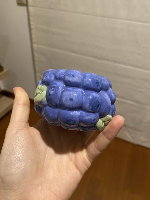 Suporte porta velas mirtilos para vela luminária cerâmica frutas