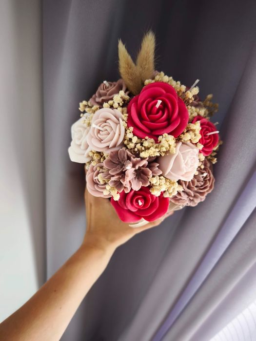 Flower boxy ze świec sojowych, bukiet świec, candle flower box