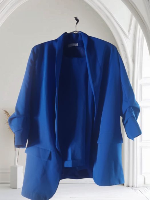 Garnitur damski chabrowy ze spodniami roz M