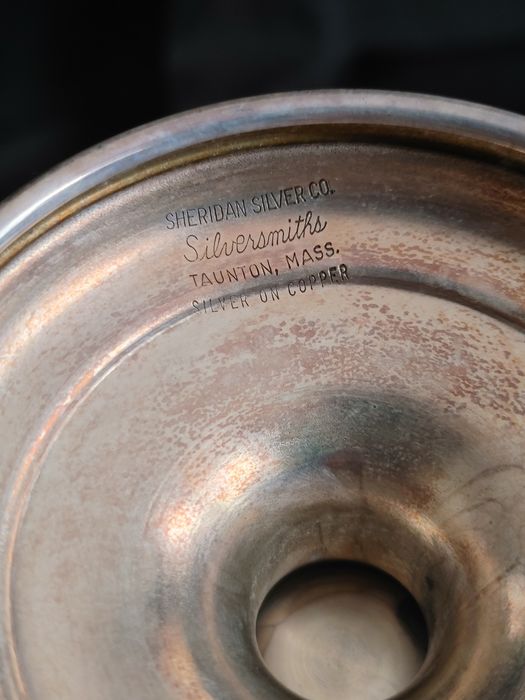 2 szt. Patera srebro na miedzi Sheridan silver on copper retro vintage