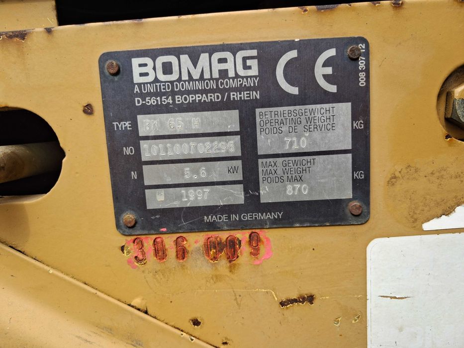 Zagęszczarka Walec Bomag BW 62H Drogowy 65H waga 710kg