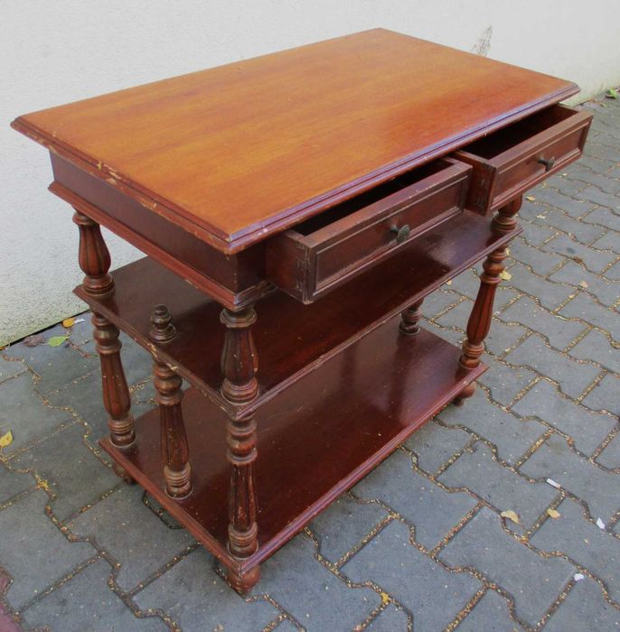 Stara Drewniana Etażerka Konsola z szufladkami