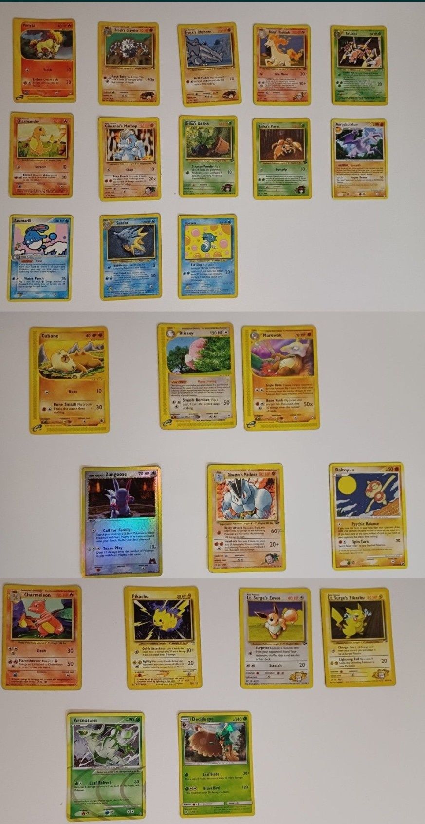 Cartas Pokémon diversas