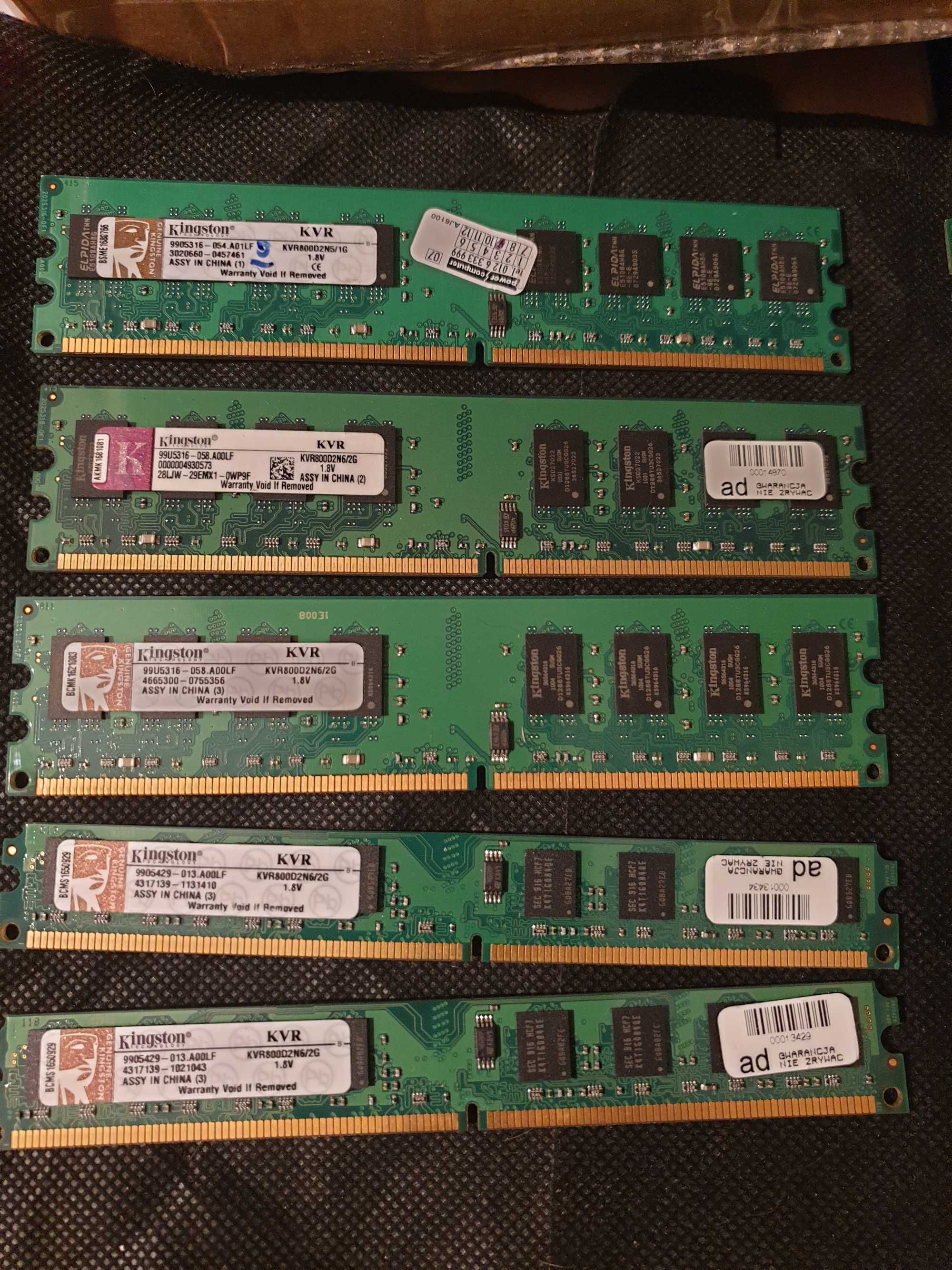 Pamięć RAM DDR2 2GB 800 Mhz KVR800D2N6/2G oraz 1G