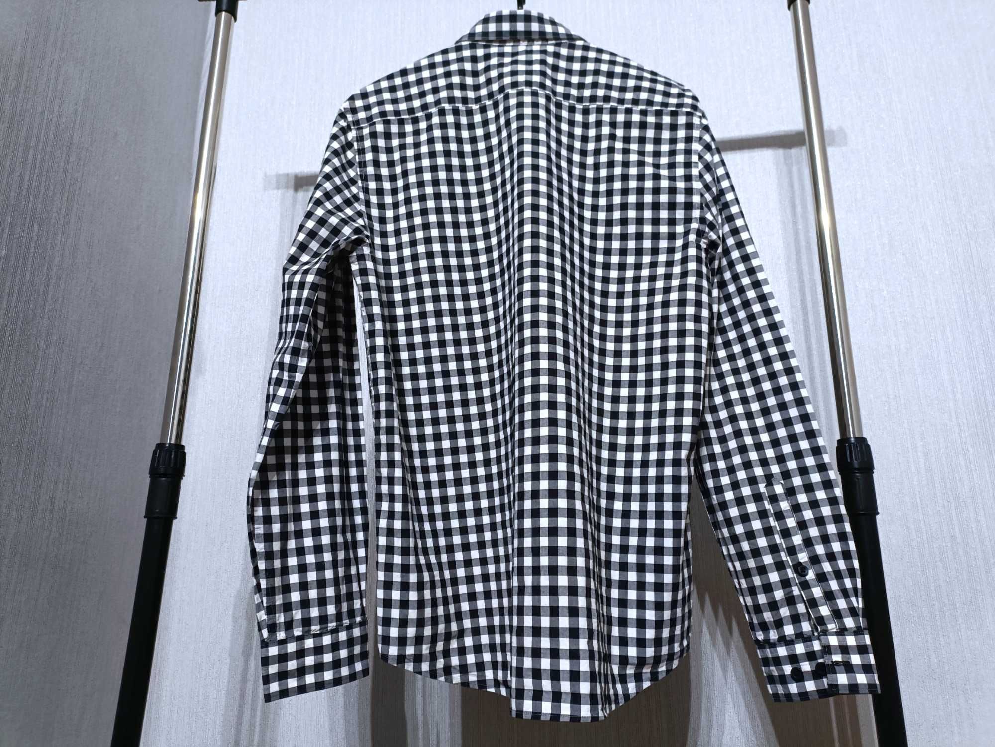 H&M męska koszula biało-czarna w kratkę roz. M stan bardzo dobry.