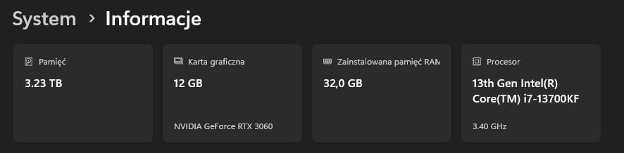 Komputer gamingowy - i7 13 gen, RTX 3060 12GB, 32GB RAM