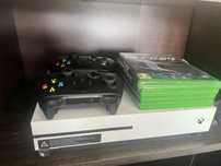 Xbox One S + 2x Pady Series + 5 gier + okablowanie