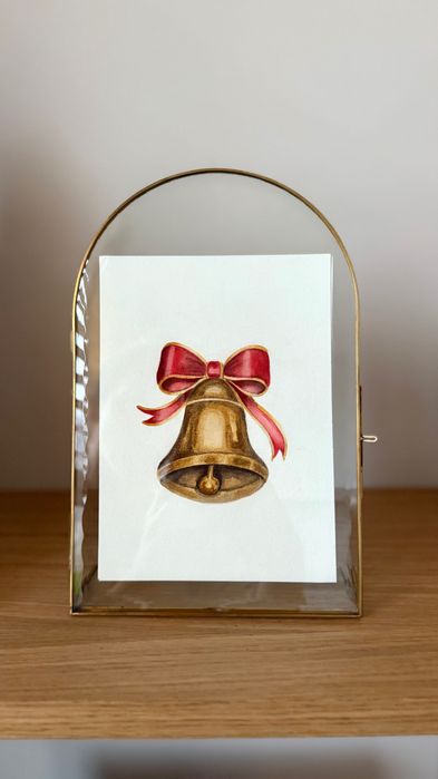 Obraz akwarelowy dzwon z kokardą