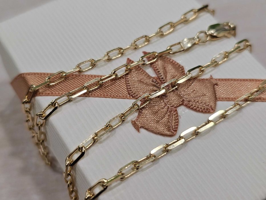 Złoty łańcuszek ankier z większych pełnych ogniw PR 585 55 cm