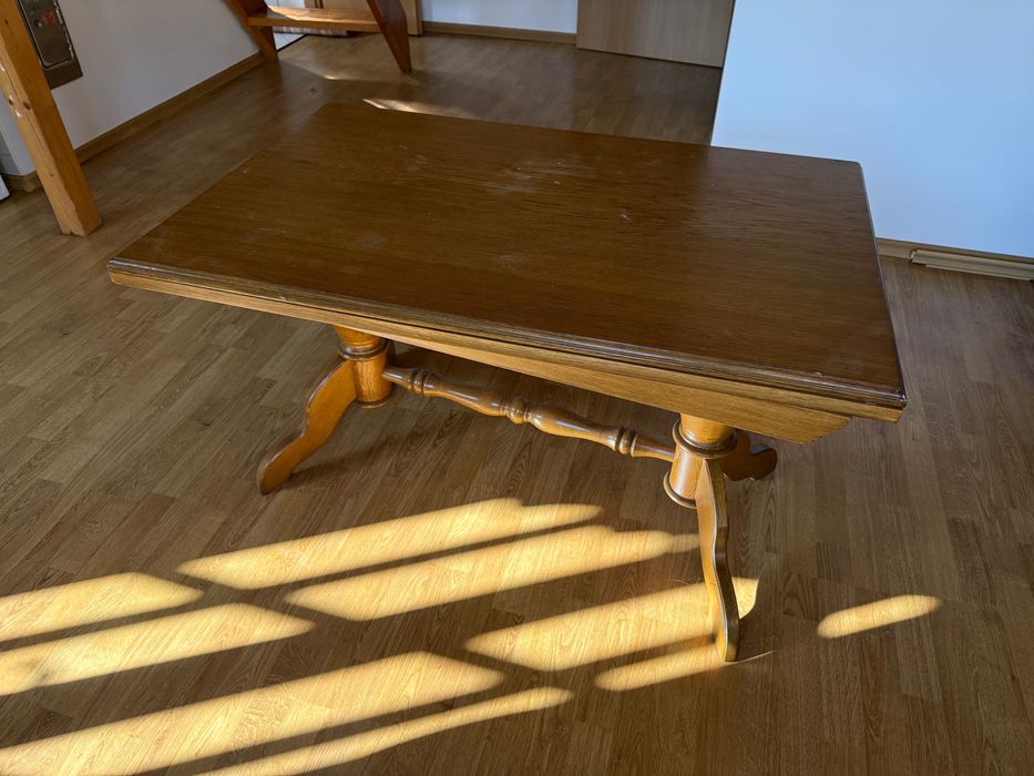 Stół dębowy 110x70 krzesła bukowe zestaw beżowy jadalnia salon