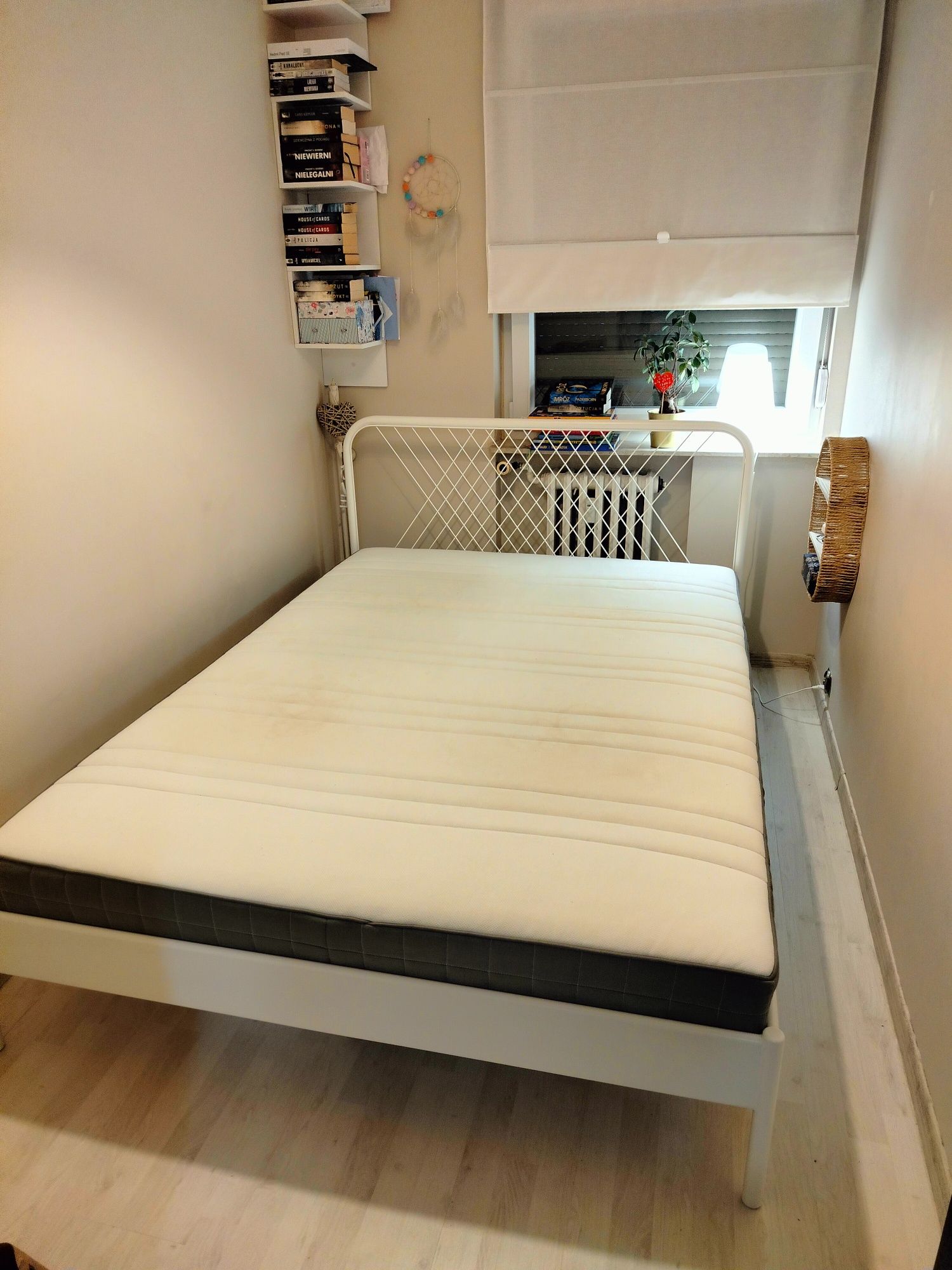 Łóżko 140x200 Ikea NESTTUN materac HOVAG  białe HOVAG