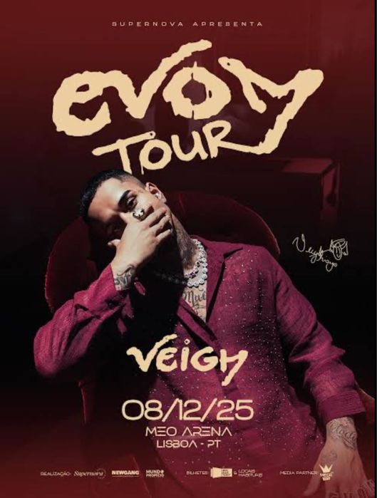 2 bilhetes EVOM TOUR (golden circle)