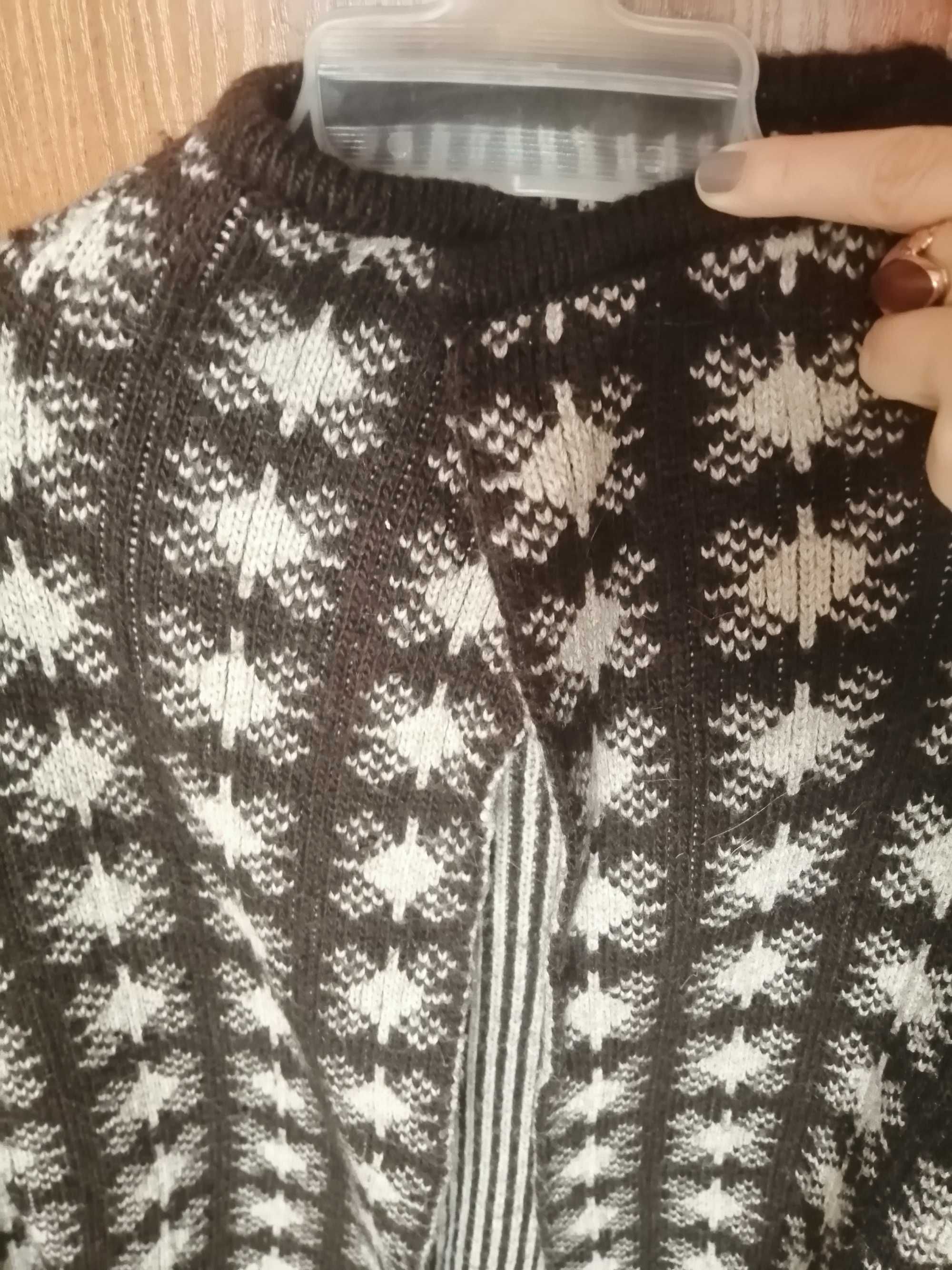 Sweter płaszczyk cardigan piękny wzór akryl wełna alpaka