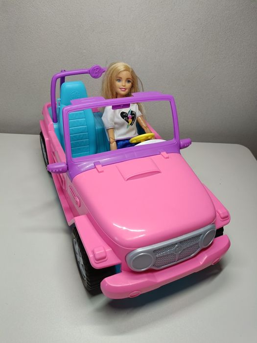 Samochód dla lalki Barbie Jeep Różowy Plażowy