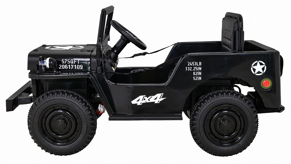 Wojskowe auto na akumulator JH103 Willys 4x4 Czarny