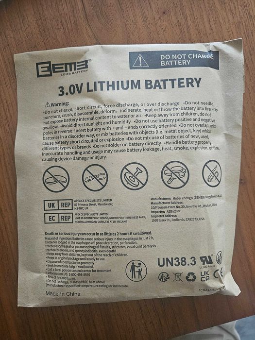 Pilhas lítio 3.0v CR2450 - 20 unidades