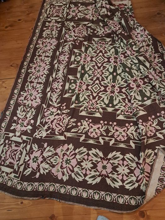 Bardzo duża narzuta pled kilim  215x185 prl vintage