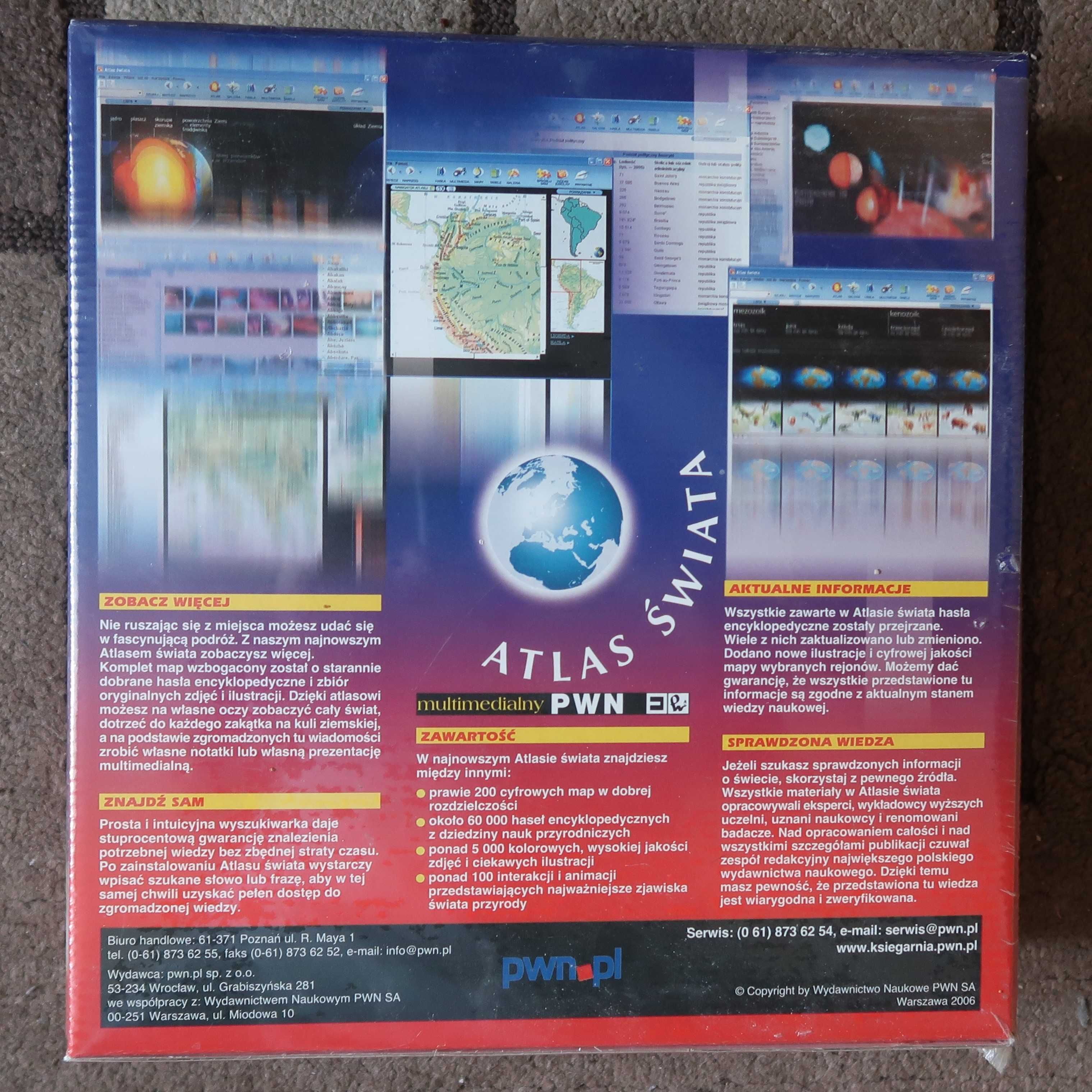 atlas świata, multimedialny pwn, 2 płyty cd rom