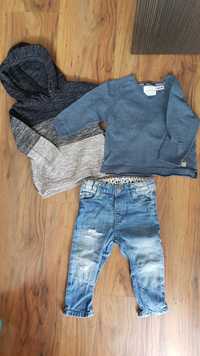 Zestaw/ Ubranka dla chłopca Zara 2 x sweter + spodnie rozm.80