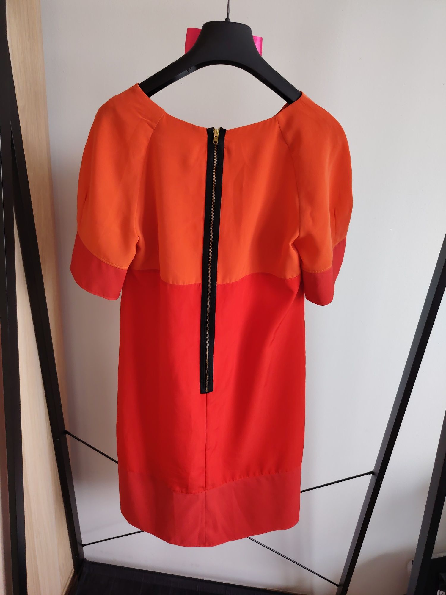 Dorothy Perkins pomarańczowo-czerwona sukienka midi 38