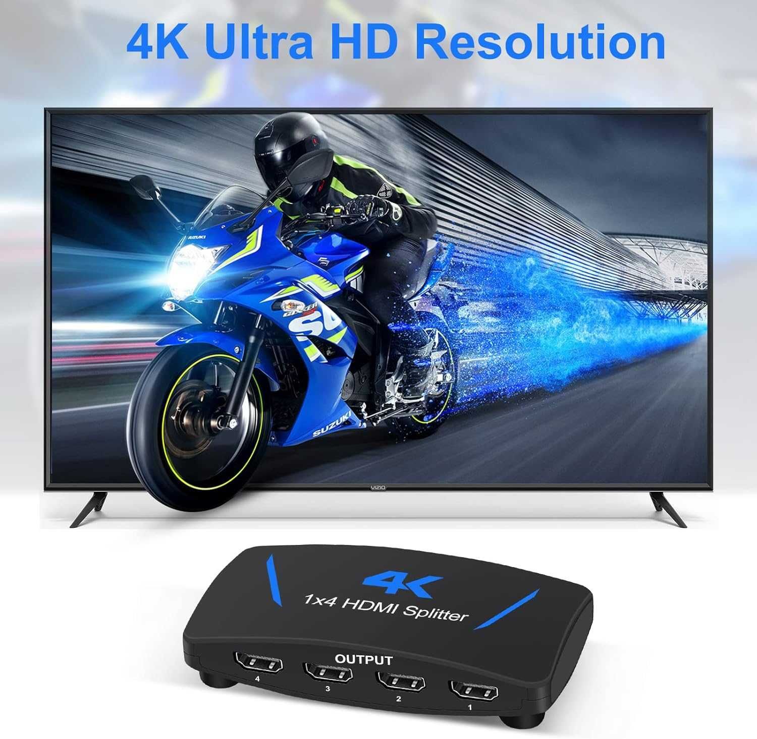 Hdmi splitter 4 w 1 roździelczość 4k