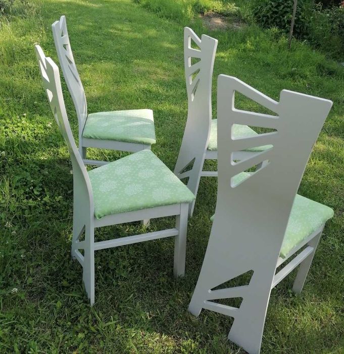 Krzesło, krzesła drewniane bukowe MEWA białe lakierowane 4 sztuki