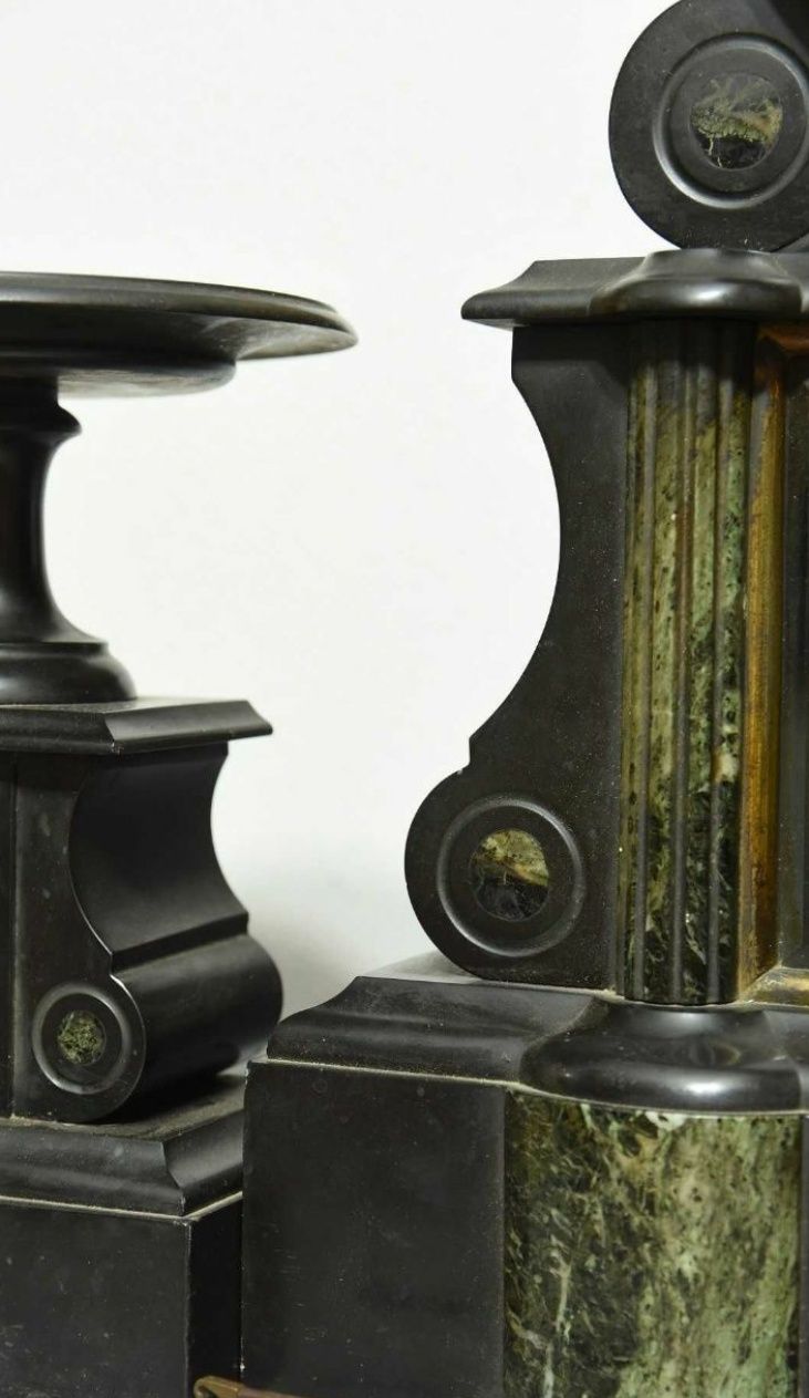 Piękny z kamienia zegar kominkowy stojący Brocot Francja XIXw.