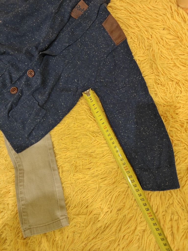Komplet spodnie musztardowe+bluza elegancka rozpinana dla chłopca r.10