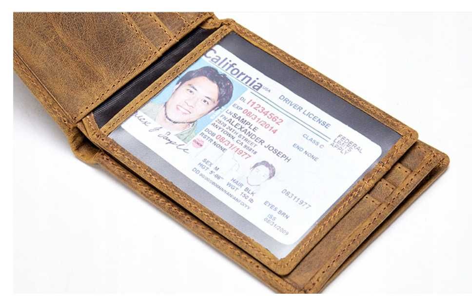 Męski portfel skórzany ochrona RFID brązowy 7444 ttst1560