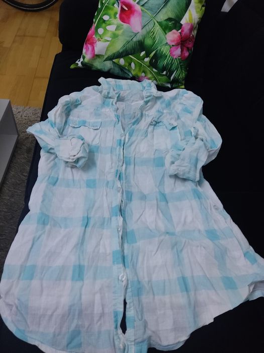 Koszula w kratę  biało - niebieska