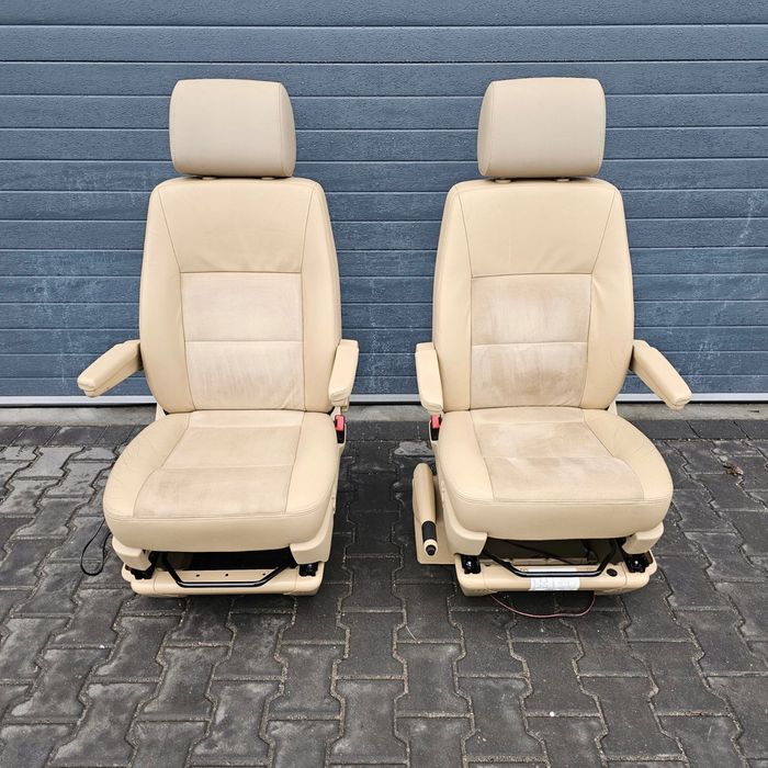 VW T5 T6 MULTIVAN fotel kierowcy pasażera przód BANAN SKÓRA ALCANTARA