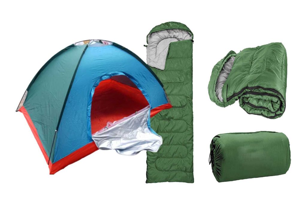 NAMIOT TURYSTYCZNY wędkarski z moskitierą 2x1,5m + ŚPIWÓR mumia