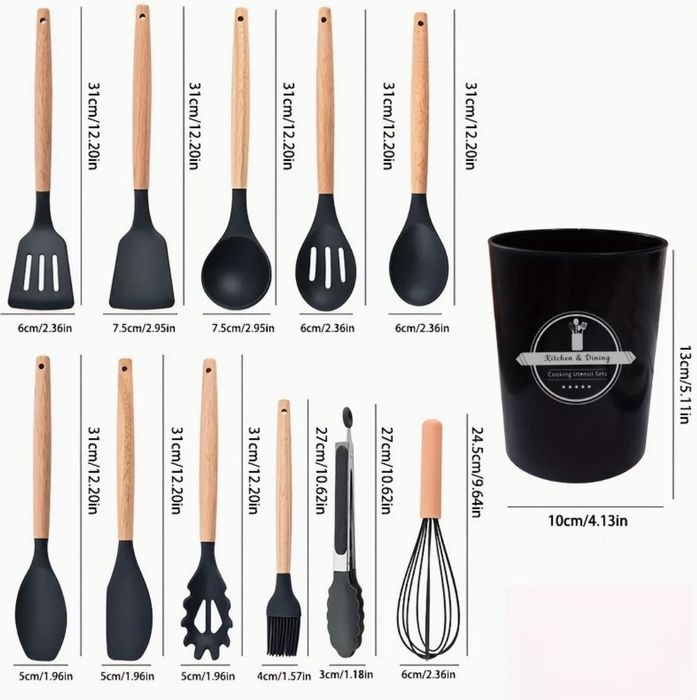 Suporte + 11 Utensílios de Cozinha