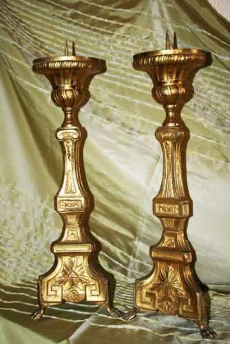 Par de tocheiros dourados de grande dimensão, Franceses, Século 19