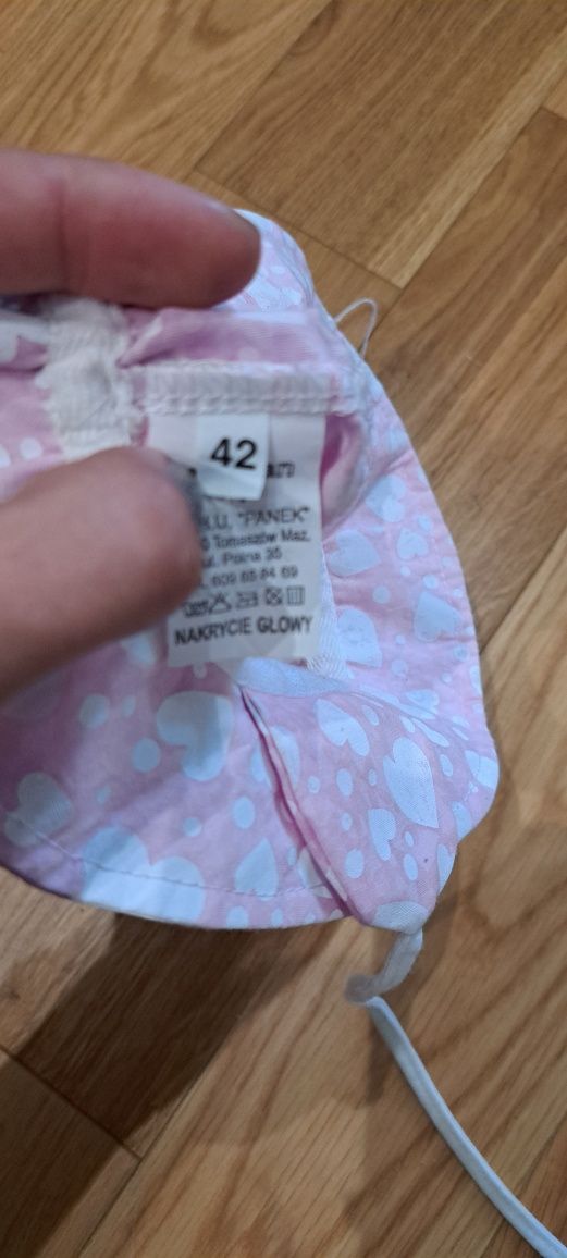 Kapelusz dla dziewczynki, czapka na lato, bawełniana, panek 42, pudrow
