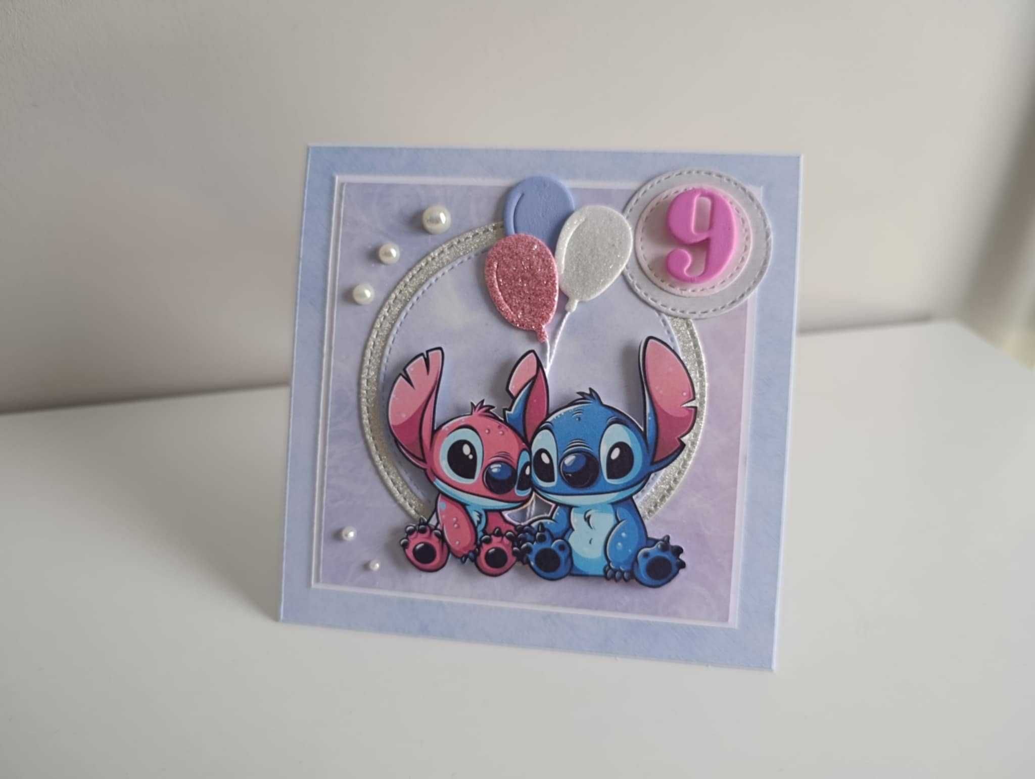 Kartka ręcznie robiona Stich i Angel
