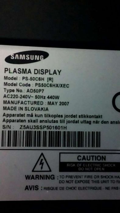 Plasma 50" samsung ps50c6h para peças