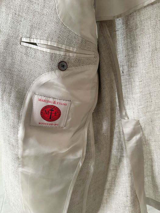 Чоловічий піджак блейзер вовна льон коричневий бежевий XL 54 Herse