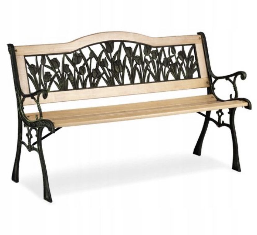 Ławka ławeczka ogrodowa parkowa metalowa z oparciem
