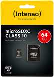 Intenso MicroSDXC 64GB Class 10 Karta Pamięci MicroSD + Adapter SD