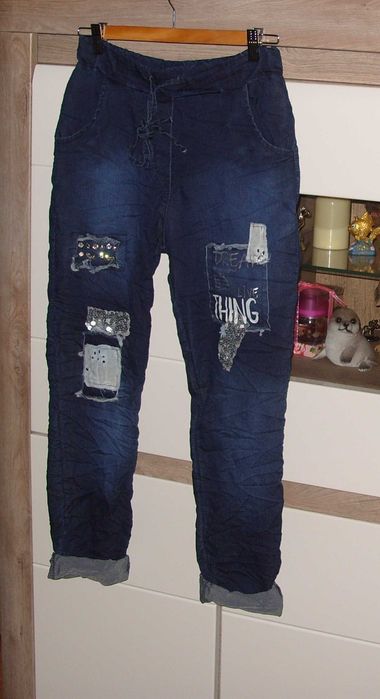 Granatowe Gnieciuchy a'la jeans _ozdoby r. M/L