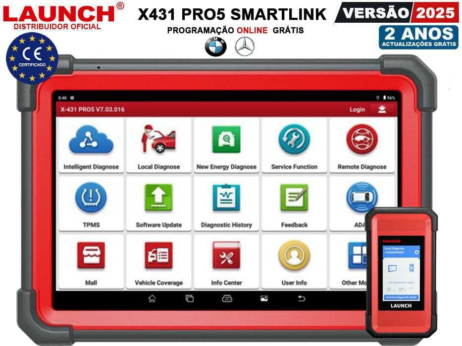 Launch X431 PRO5 SmartLink Maq Diagnóstico OBD Prog Online  (NOVO)