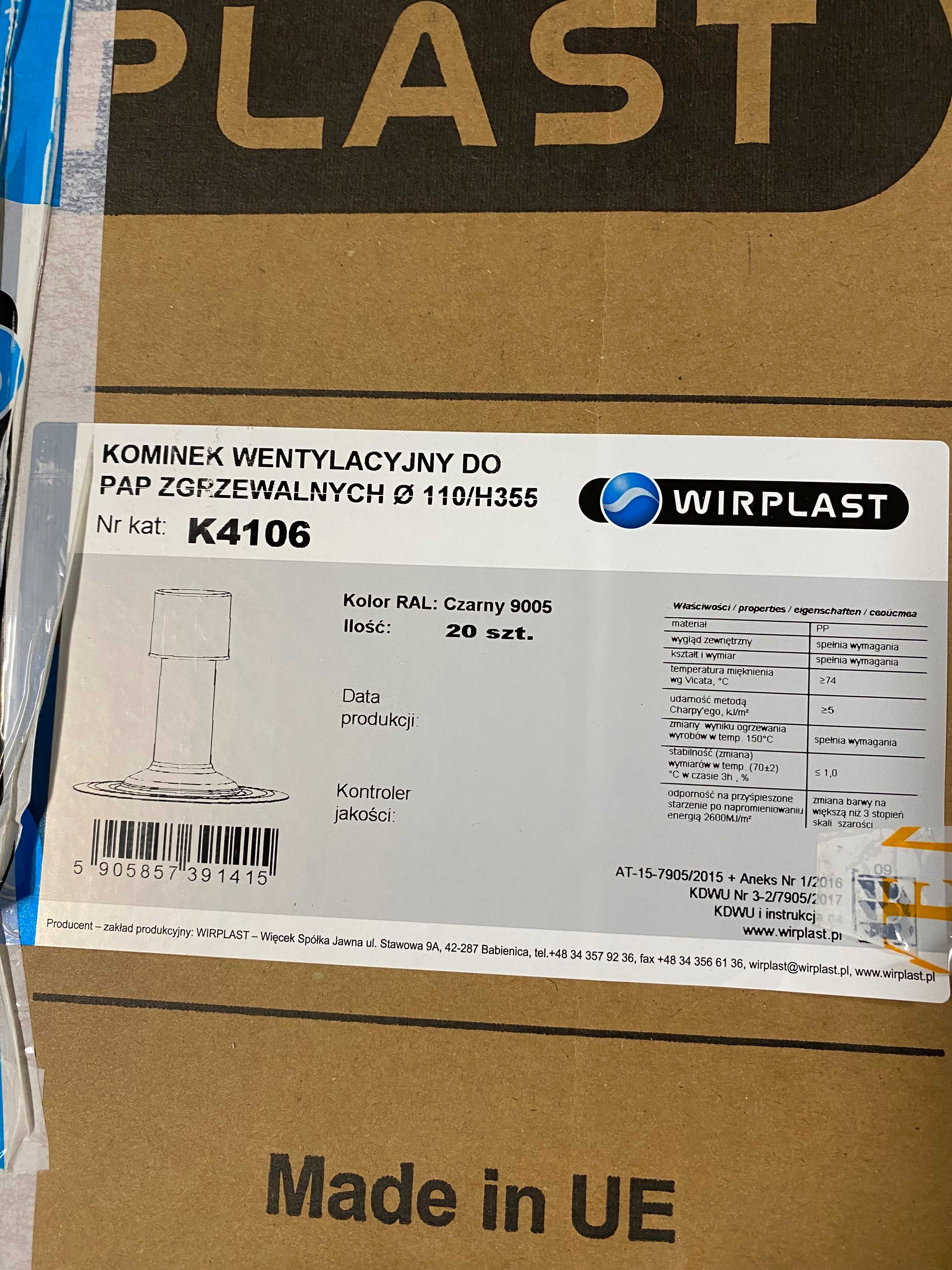 kominek wentylacyjny fi 110 do pap zgrzewalnych WIRPLAST K4106 * 9 szt