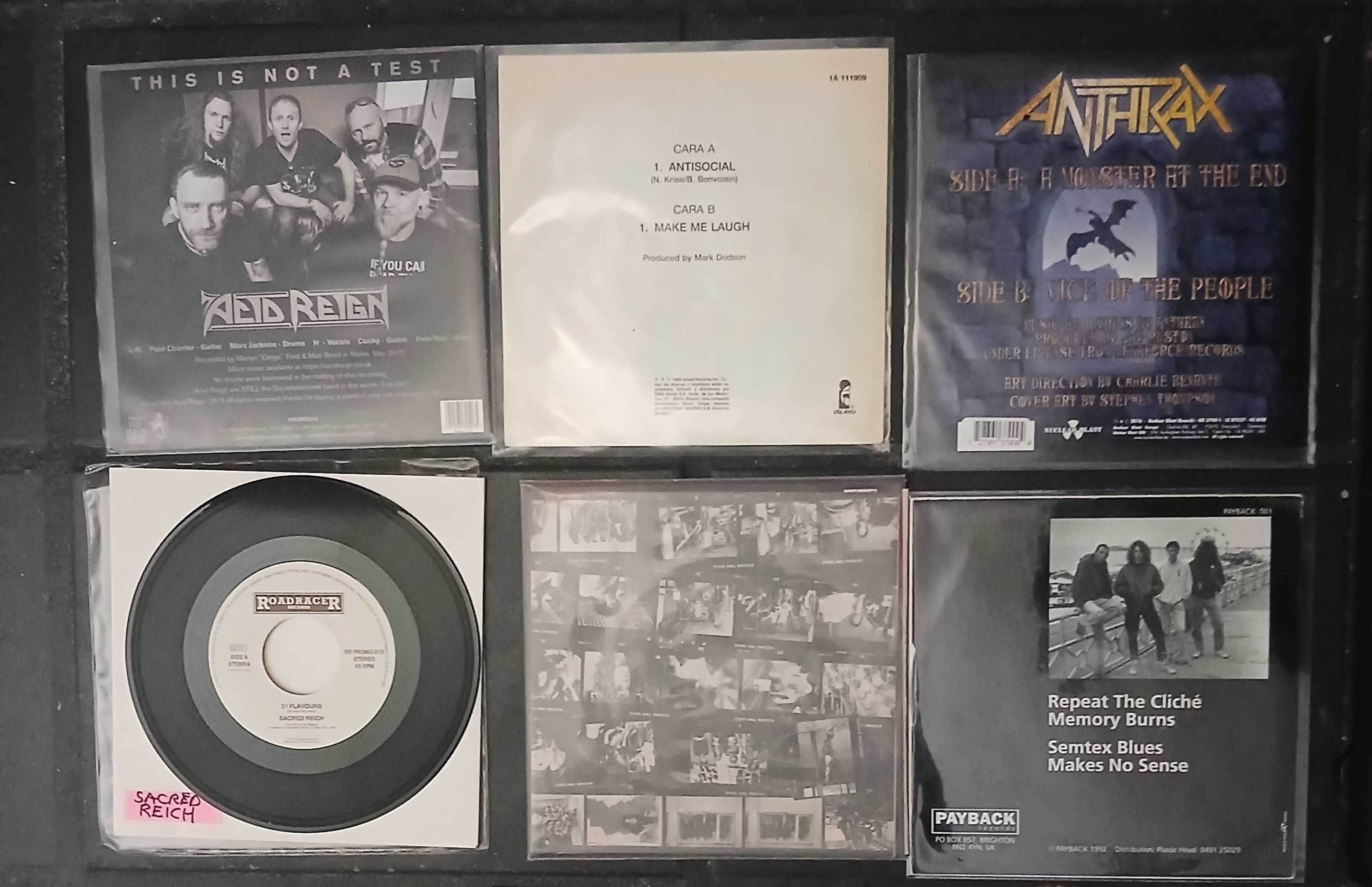 THRASH Metal 7" Vinil:Acid Reign, Anthrax, Kreator, Megadeth, Overkill