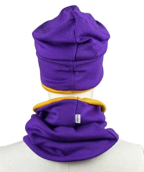 Zestaw wełniany komin czapka dwuwarstwowa 100% wełna wool merino